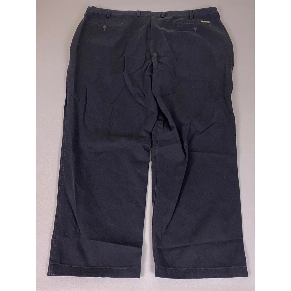 Savane Pants Men's 46x30 Relaxed‎ Fit Navy Blue Pleated Front Cotton Chino *